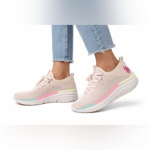 U.S. Polo Assn. Baby Pink Knit Slip-On Sneakers Women’s 8.5 Athleisure Shoes